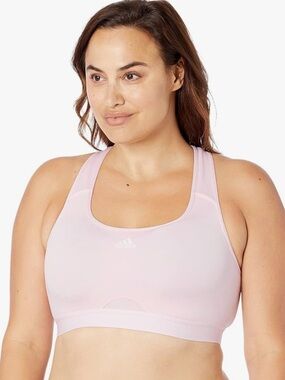 ADIDAS Med Support PowerReact Sports Bra NWT Sz L-DD “Clear Pink”